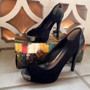 Elegant Black Peep-Toe Heels